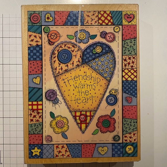 « Super Patchwork Heart  » Wood Mounted Rubber Stamp by Hero Arts - Picture 5 of 6